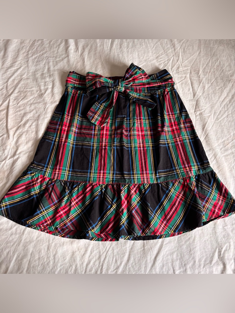 J Crew Tartan Plaid Ruffled Edge Skirt • Size 6